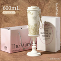 600ML Insulated Travel Mug Gift Box Set, Retro Gold Floral Butterfly Stainless Steel Tumbler with Gift Bag