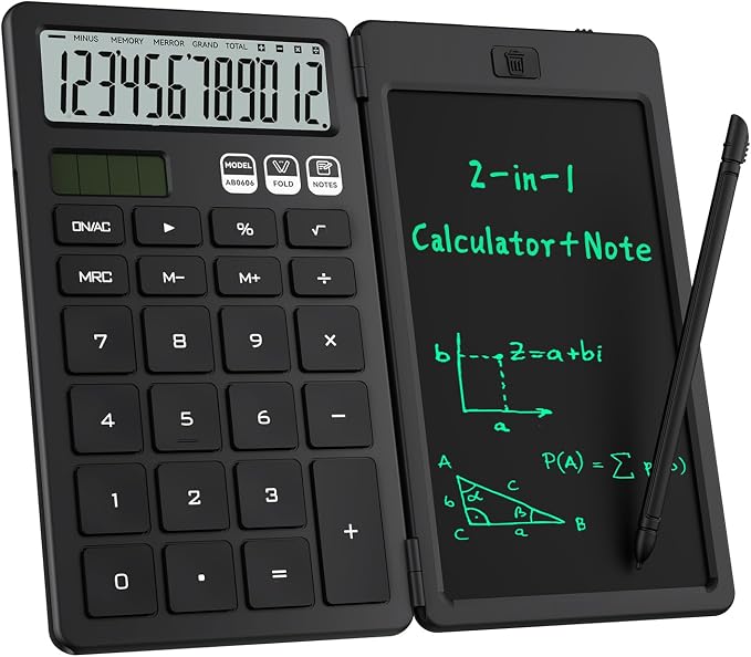 Desk Calculator with Erasable LCD Notepad Calculators ROATEE Desktop Basic Calculators for Middle School Cute Pocket Simple Calculator Office Desk Accessories Supplies Home Office Essential Big Button