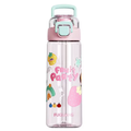Fuguang 680ml Cute Fruit Party Cartoon Water Bottle, BPA-Free Tritan Student Straw Cup, One-Hand Flip Open Portable Sports Jug with Carry Handle