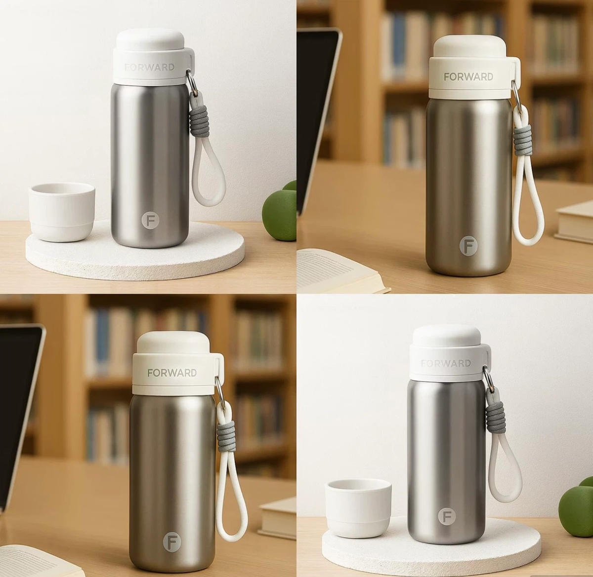 Fuguang 460ml 316L Stainless Steel Vacuum Insulated Water Bottle, Portable Thermos with Carry Lanyard, Minimalist Small Tumbler for Student, Office & Outdoor