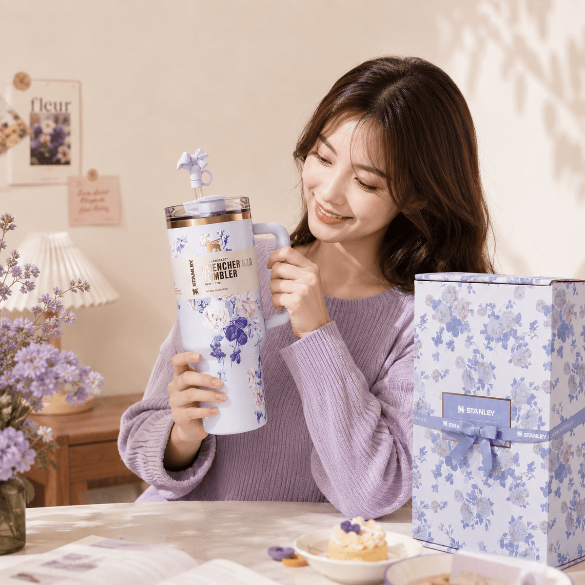 Stanley x LoveShackFancy Blue Violet Blossom Tumbler 40oz