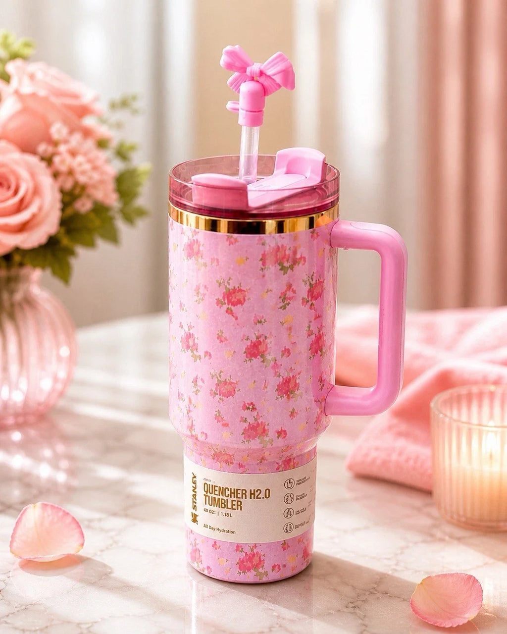 LoveShackFancy Tumbler 40oz | Limited Edition  Pink Stanley